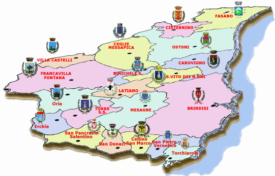 Mappa comuni della provincia di Brindisi.